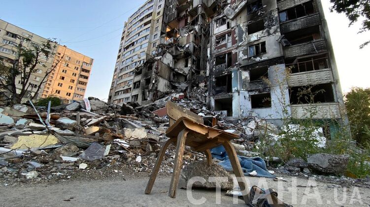 Разрушенный дом на Северной Салтовке в Харькове. Фото