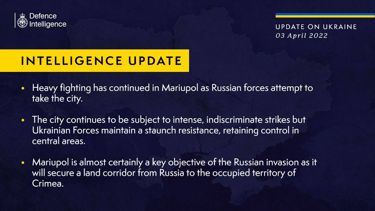 Британская разведка о войне в Украине 4 апреля