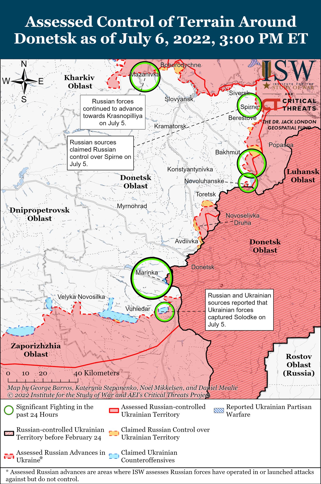 Карта боевых действий в Украине
