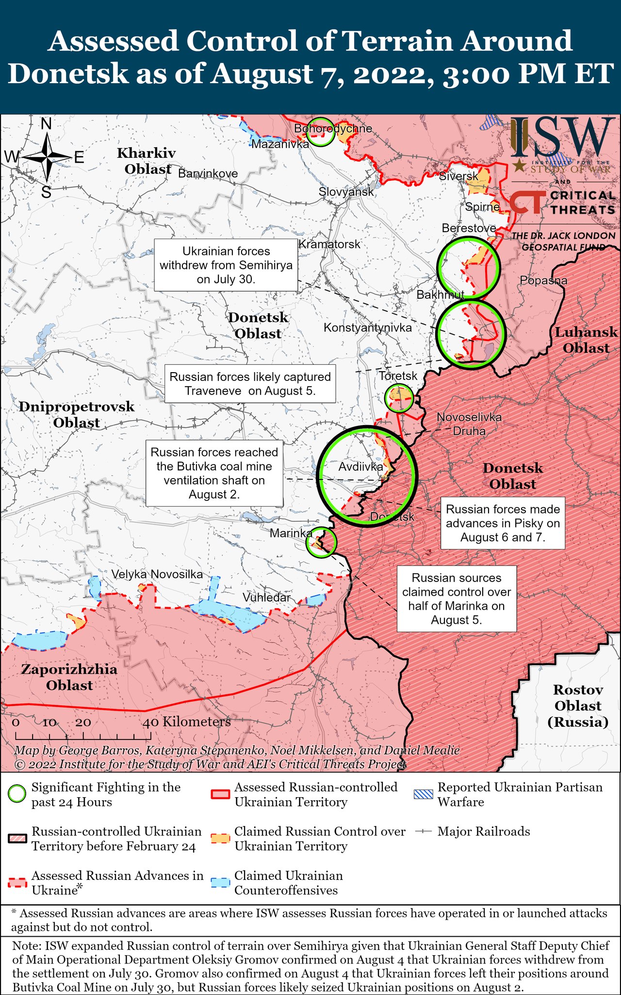 Карта боевых действий в Украине