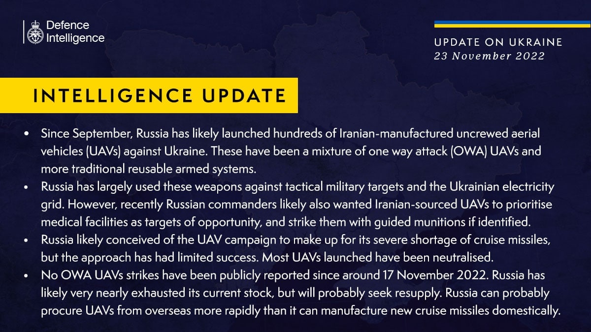 У России не осталось иранских беспилотников, пишет разведка Британии