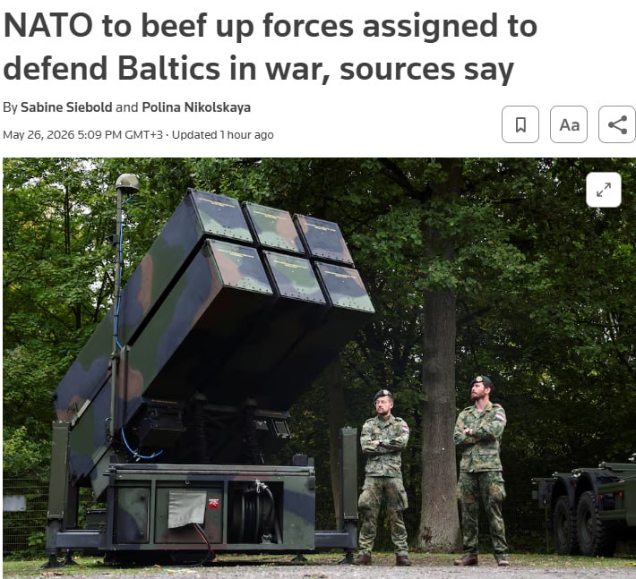 Снимок заголовка на reuters.com – Европейские страны готовят 60 тысяч военных для оперативного развёртывания в странах Балтии