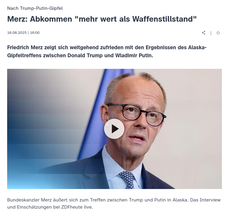 Знімок заголовка на zdfheute.de