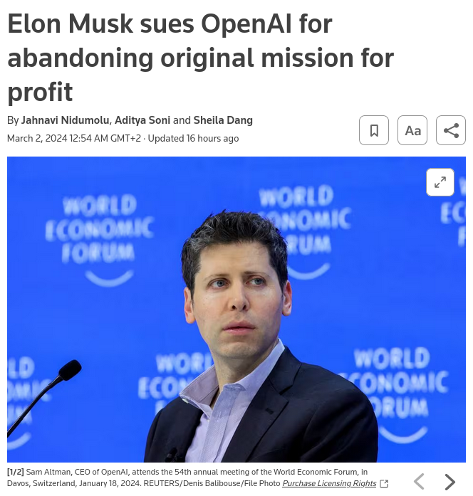 Снимок заголовка на reuters.com