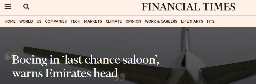 Снимок заголовка в Financial Times